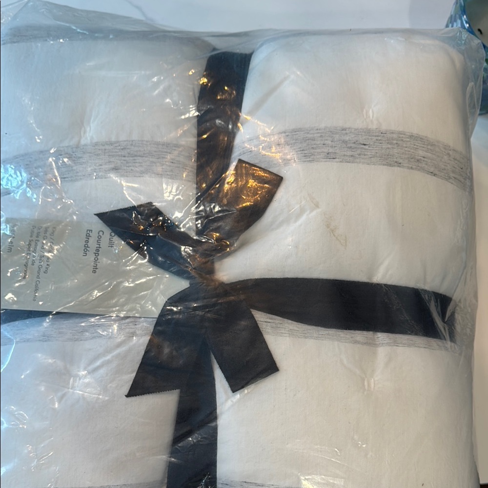 West Elm White and Black Comforter
